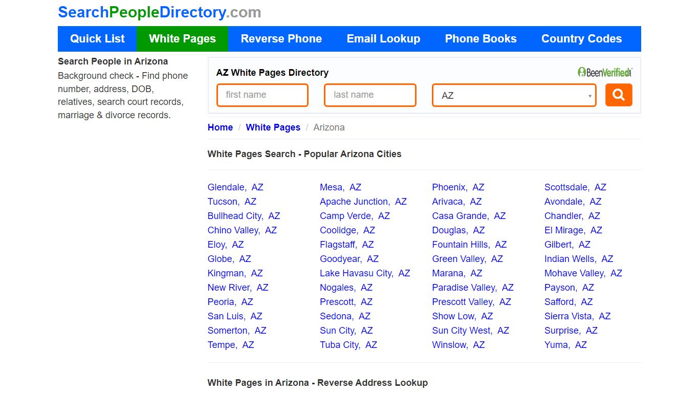 White Pages in Arizona, Find a Person, Local Directory